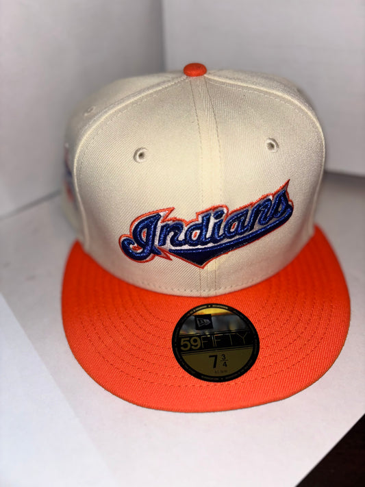 Cleveland Indians  (Off-white/Orange/Blue) -Size 7 3/4